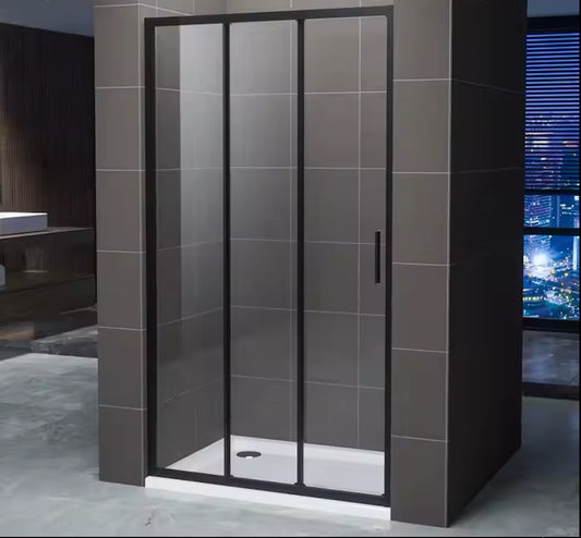 3 Panel Sliding Semi-Frameless 1950mm - Black - TipTop Showers