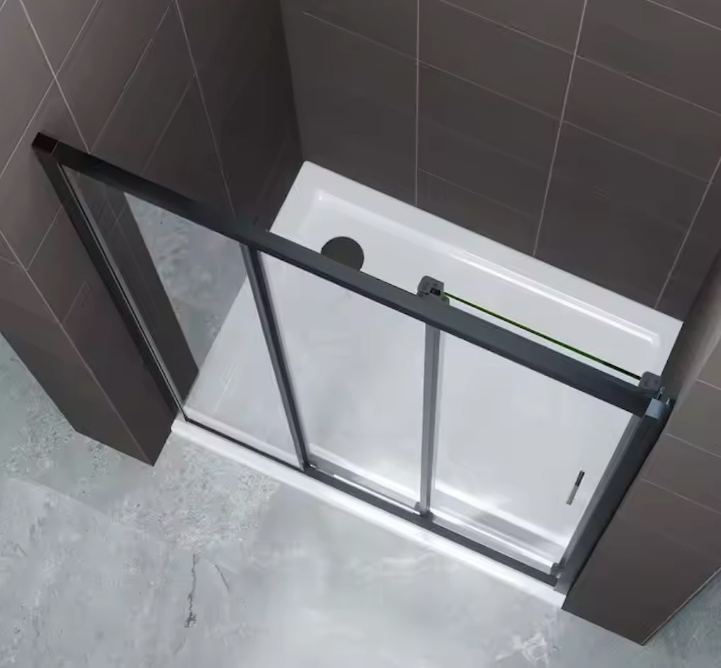 3 Panel Sliding Semi-Frameless 1950mm - Black - TipTop Showers