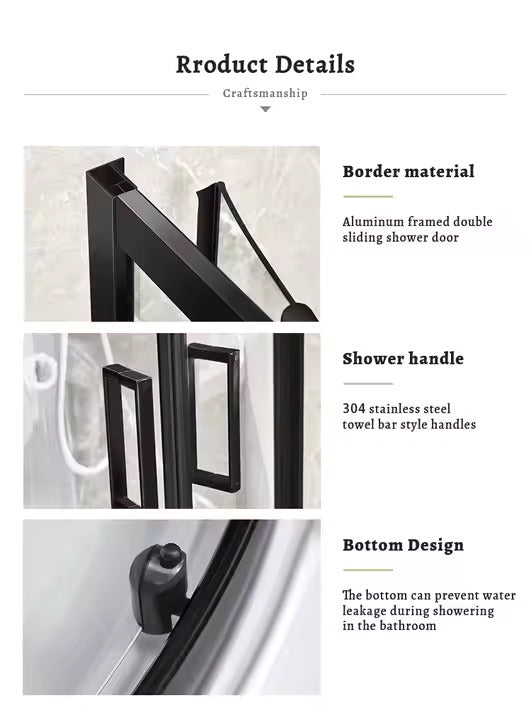 Corner Sliding Semi-Frameless 1950mm - Black ( Left Side ) - TipTop Showers