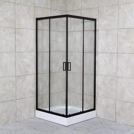 Corner Sliding Semi-Frameless 1950mm - Black ( Left Side ) - TipTop Showers