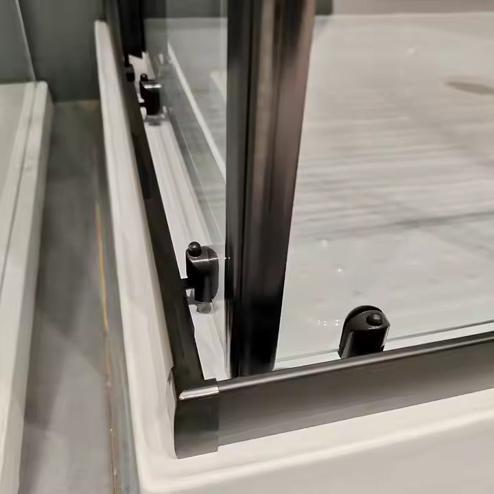 Corner Sliding Semi-Frameless 1950mm - Black ( Right side ) - TipTop Showers