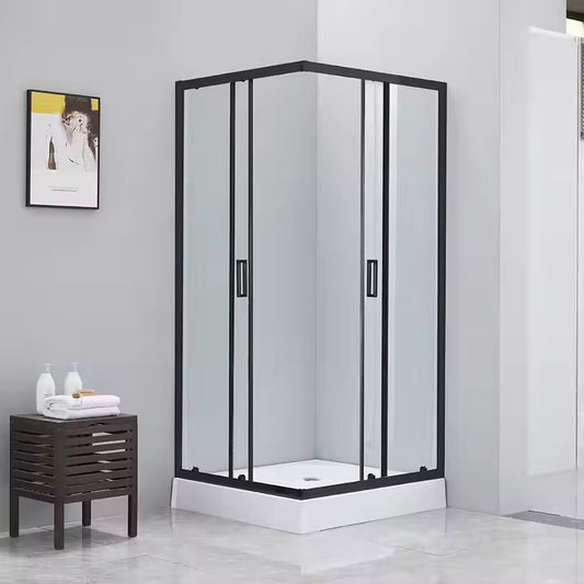 Corner Sliding Semi-Frameless 1950mm - Black ( Left Side ) - TipTop Showers