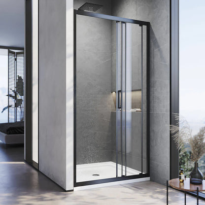 3 Panel Sliding Semi-Frameless 1950mm - Black - TipTop Showers