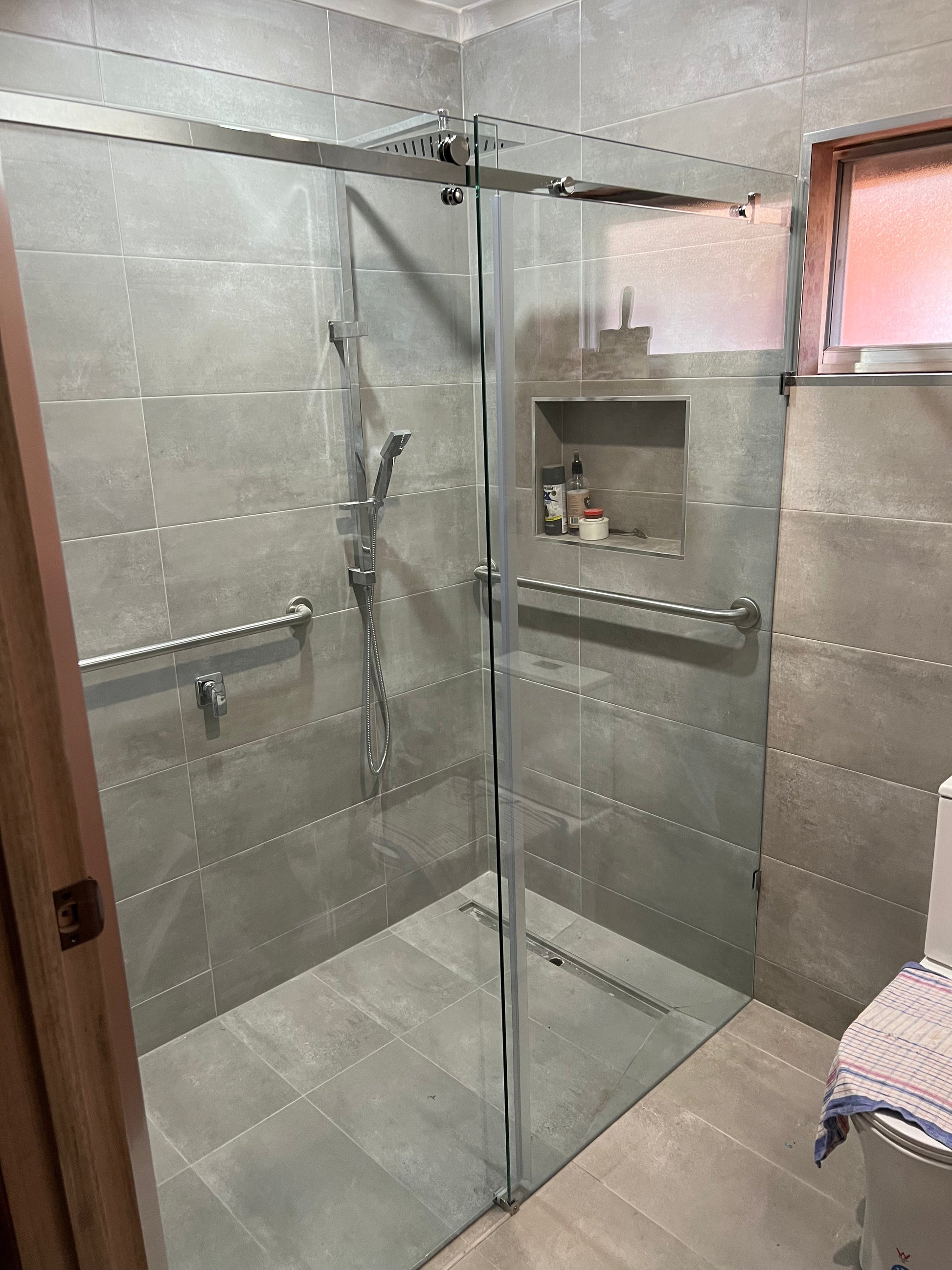 Sliding Frameless Showers 2100mm - Inline (Glass Only) - TipTop Showers
