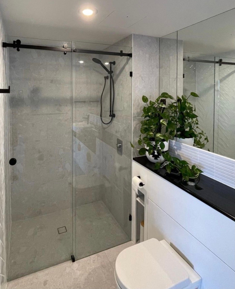 Sliding Frameless Showers 2100mm - Inline (Glass Only) - TipTop Showers